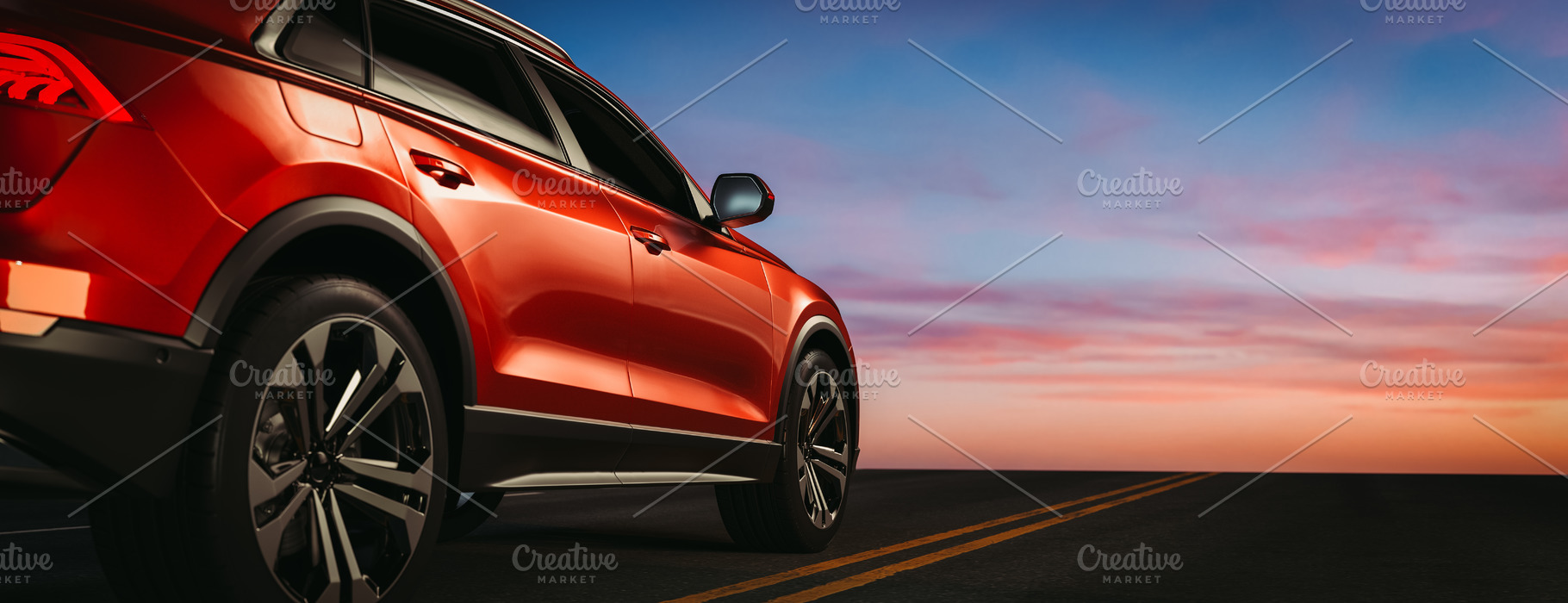 red modern car automobile, a Transportation Photo by DigitalPen