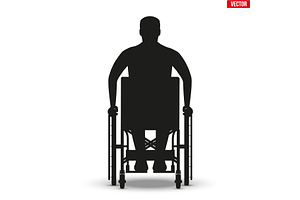 Silhouette of Disabled man in