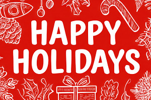 Happy holidays on red
