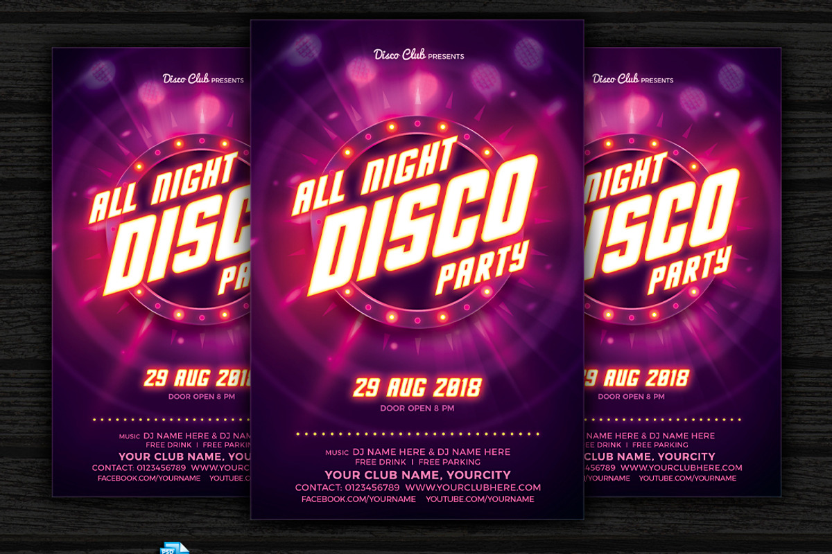 All Night Disco Party, a Flyer Template by DesignWorkz (Photo 1 of 2)