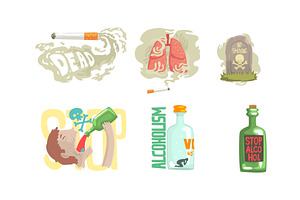 Dangers of Smoking Cigarette and, an Object Illustration by TopVectors