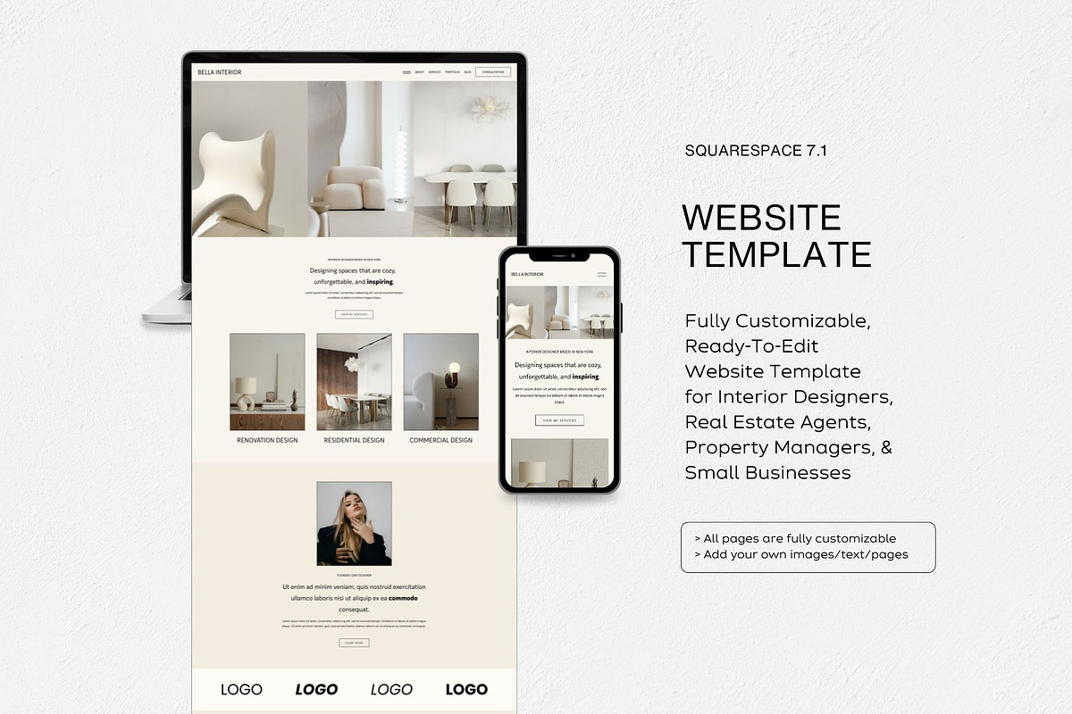 Squarespace 7.1 Template: Bella, a Squarespace Template by Deb Creative Studio (Photo 3 of 9)
