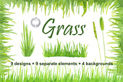 Watercolor handpainted clipart Grass, an Illustration by AqwaColor (Thumbnail 1 of 4)