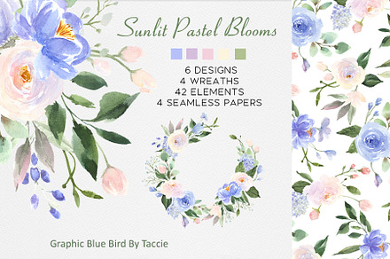 Pastel Flowers in Pink and Blue