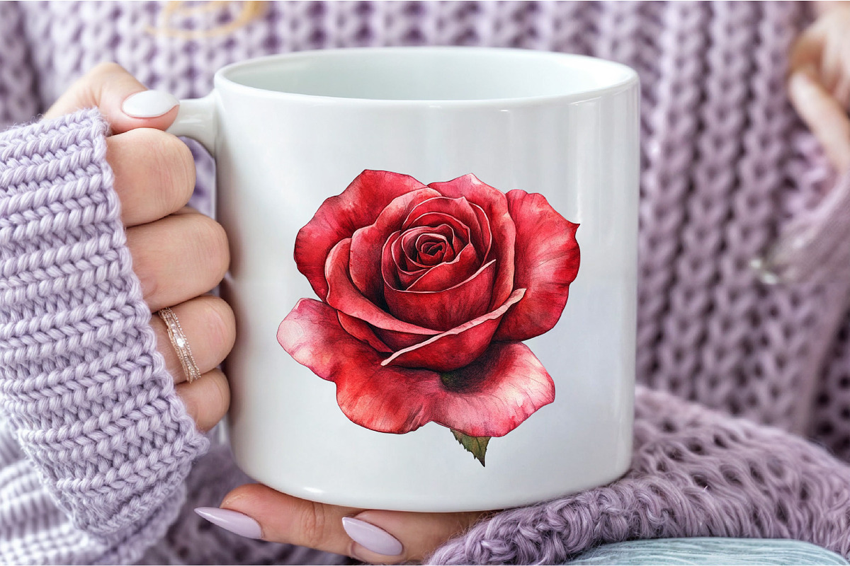 Red Lithograph Roses Clipart, an Illustration by DreamCafeArt (Photo 5 of 7)
