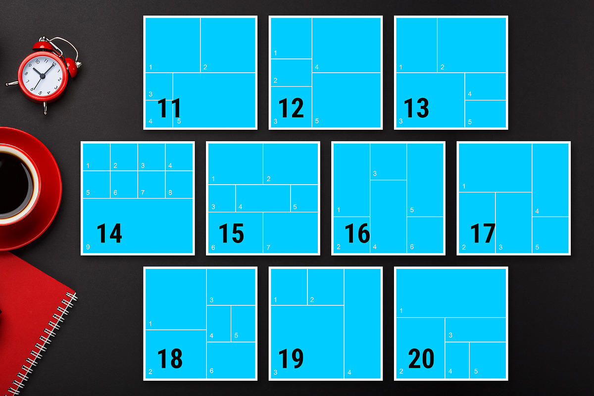 30 Square Photo Collage Templates, a Templates & Theme by DickyJiang Illustrations (Photo 3 of 6)