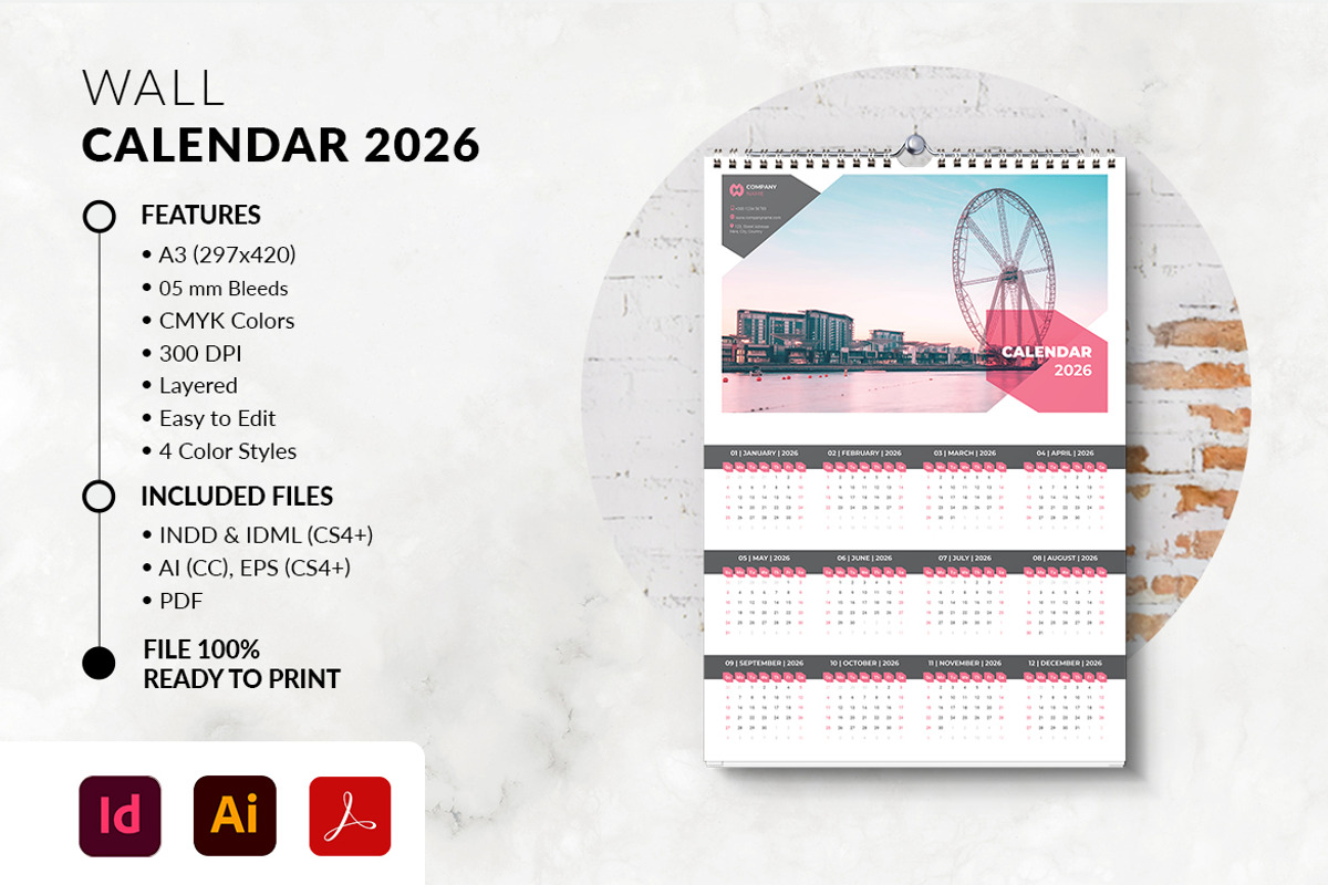 One Page Wall Calendar 2026 preview 4