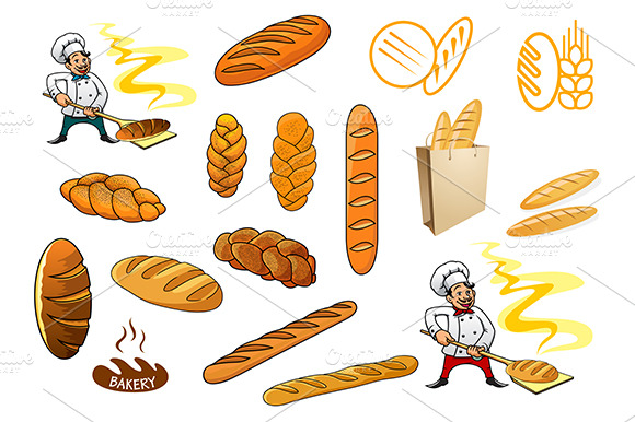 Bakers Bread And Isolated Baguettes