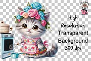 Cooking Cat Clipart PNG Bundle, a Graphic by Clipart Bloom (Thumbnail 12 of 12)