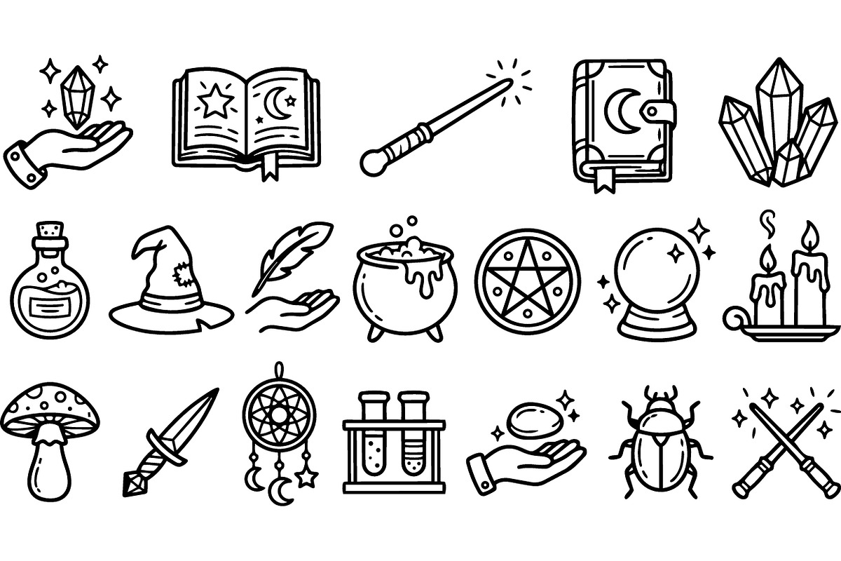 Mystical Witchcraft Icon Pack For Ma, an Illustration by designvectx (Photo 2 of 3)