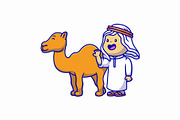 Arabic Moslem Boy Stand With Camel, an Animal Illustration by Artstorystudio (Thumbnail 3 of 3)