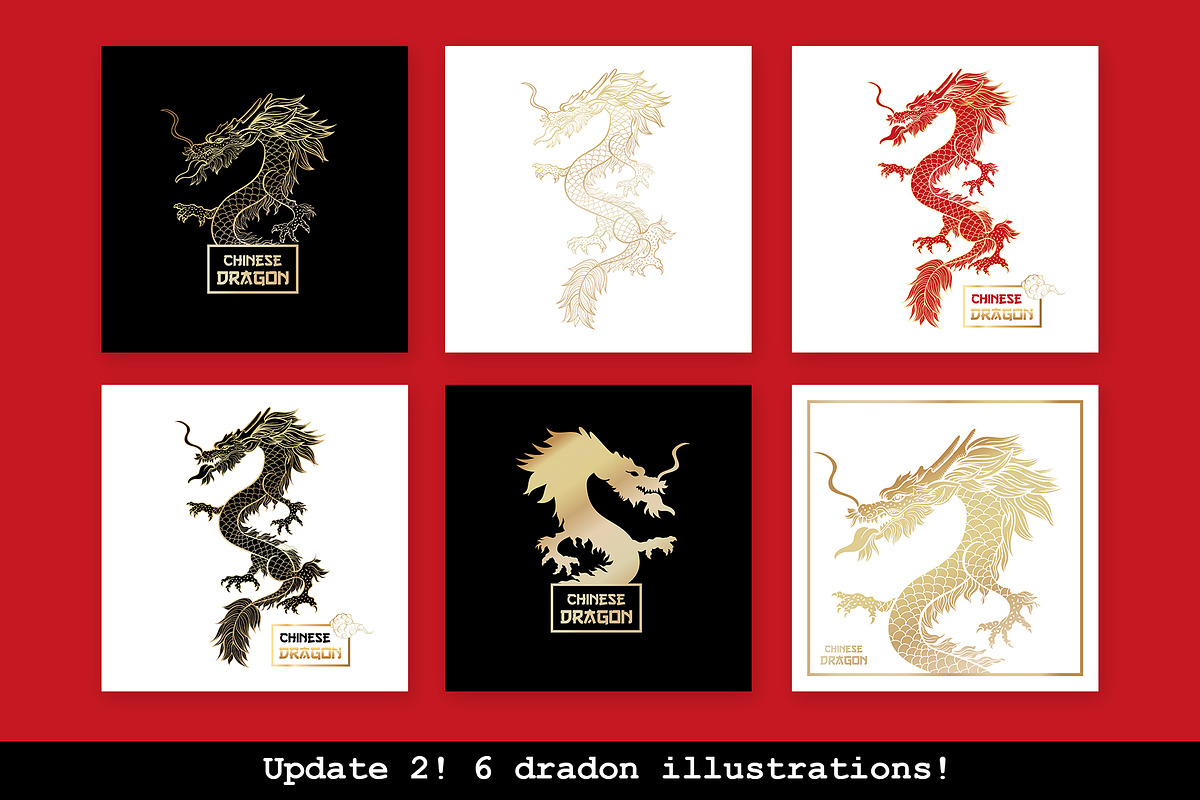 Chinese Dragon Vector Illustrations, a Background Graphic by ilonitta (Photo 7 of 14)