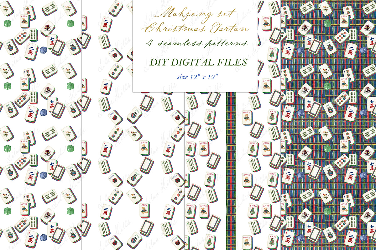 Tartan Christmas Mahjong Tiles, a Decorative Illustration by LABFcreations (Photo 2 of 4)
