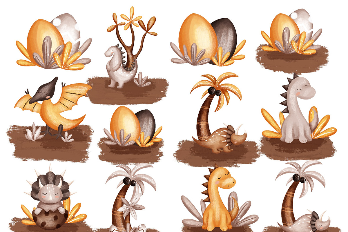 Cute dinosaur - kids collection, an Animal Illustration by Linerisyart (Photo 3 of 15)
