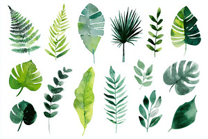 Watercolor Tropical Leaves Collectio, an Arts & Entertainment Photo by Pixeness Studio