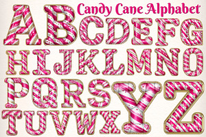 Candy Cane Alphabet Clipart, an Illustration by Dream Creation