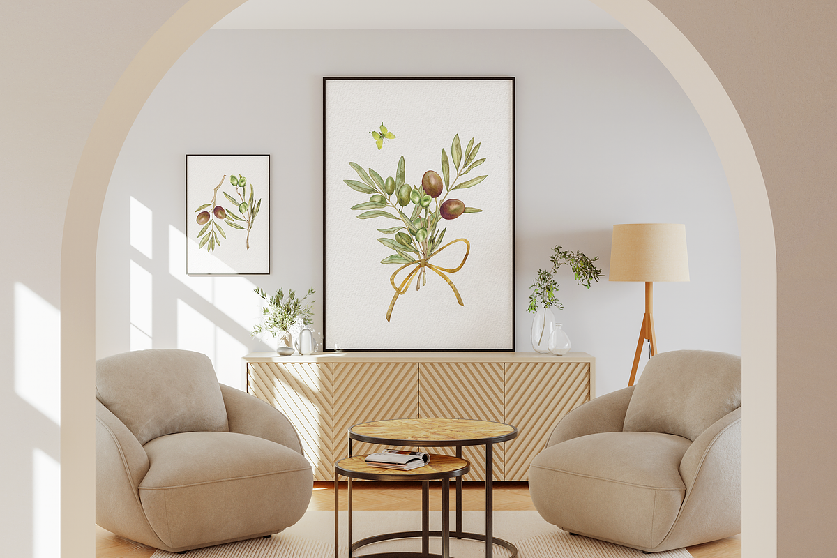 Olive Whispers Watercolor Collection, a Decorative Illustration by Aurella Art (Photo 7 of 15)
