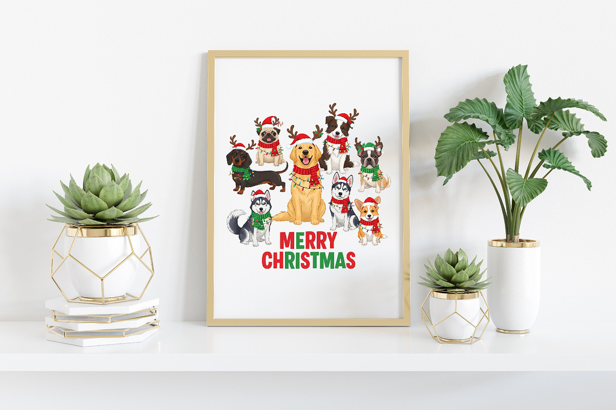 Retro Merry Christmas Dog Png, an Illustration by Craft Nest (Photo 4 of 6)