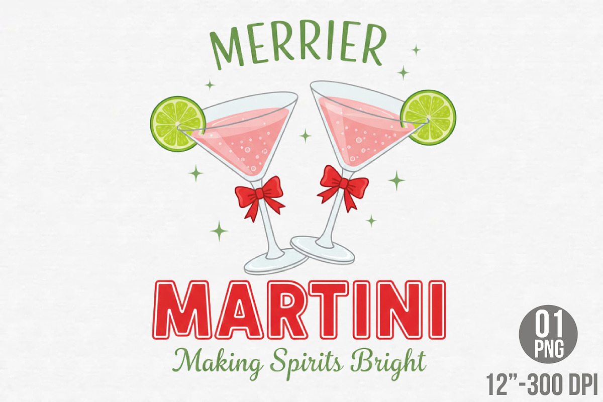 Merrier with a Martini Png, Christma, an Illustration by Designking (Photo 1 of 6)