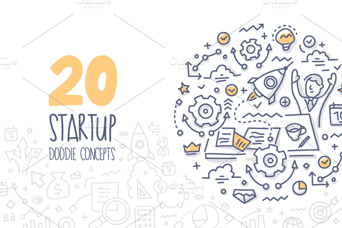 20 Startup Doodle Concepts, a Finance Illustration by Rassko (Photo 1 of 5)