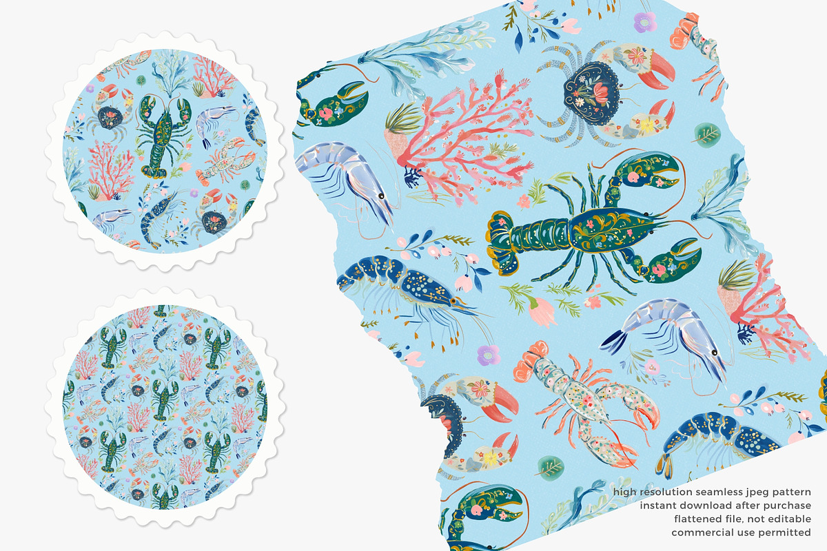 Coastal seafood pattern, a Pattern Graphic by Pink Studio Art (Photo 2 of 4)