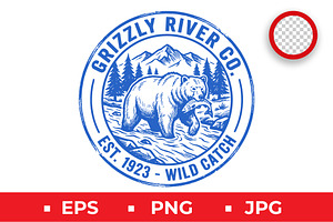 Grizzly River Co Bear Fishing Logo, a Branding & Logo Template by Artonix