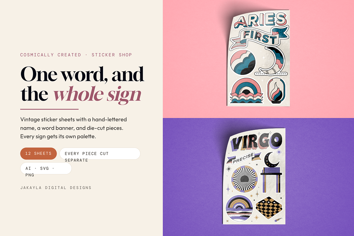 Good Word Zodiac Sticker Sheets, an Object Graphic by Jakayla Digital Co (Photo 9 of 12)