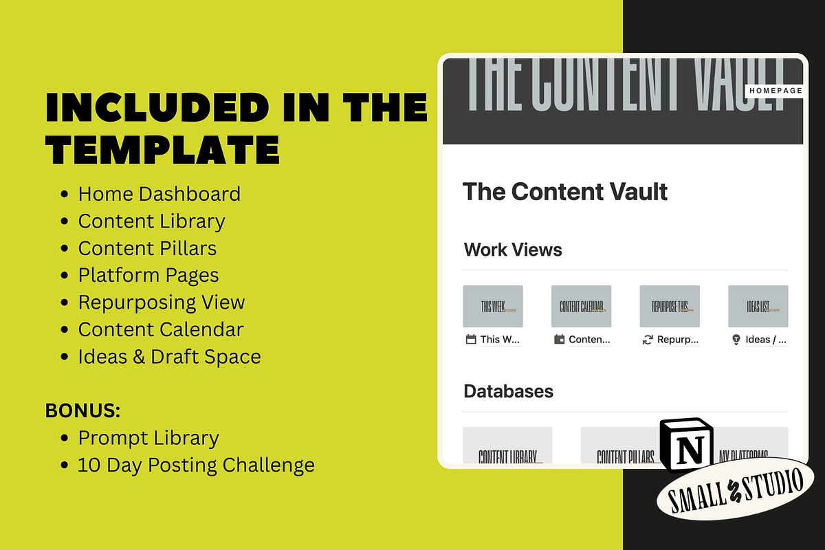 Social Media Content Hub - Notion, a Websites & App Template by hellosmallstudio (Photo 5 of 5)
