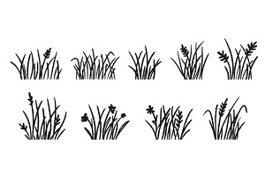 Field grass with flowers, black, an Object Illustration by Tati_Kli