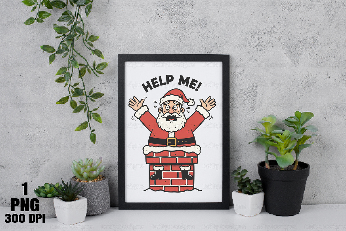 Funny Santa Stuck in Chimney Christm, an Illustration by Daily.Designs (Photo 6 of 10)