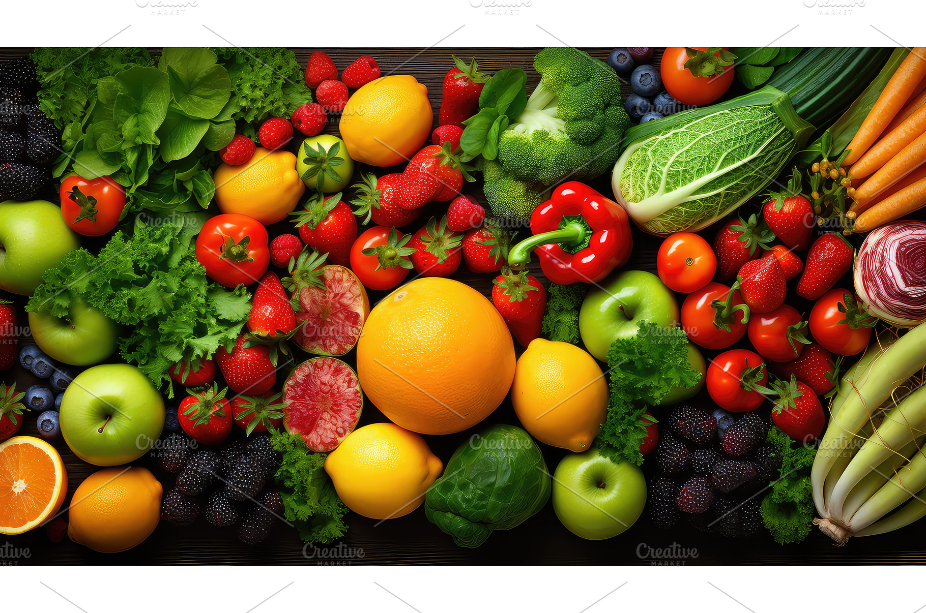 fresh healthy food background ai, a Food & Drink Photo by pikepicture