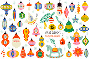 Retro Christmas ornaments, a Decorative Illustration by NataKa (Thumbnail 2 of 10)