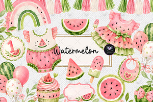 Watermelon Summer Clipart, a Food Illustration by BigCakeBee