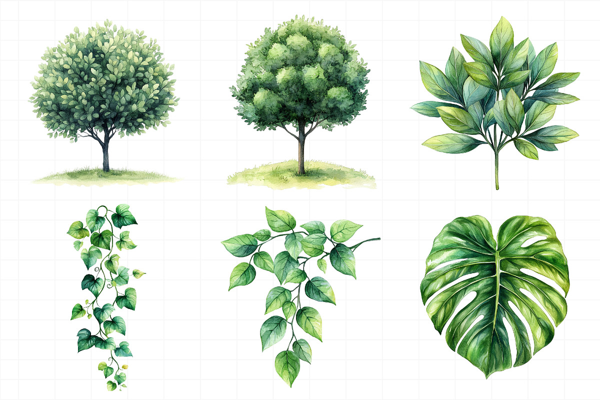 Green Trees and Leaves Clipart, an Illustration by Daily.Designs (Photo 5 of 8)