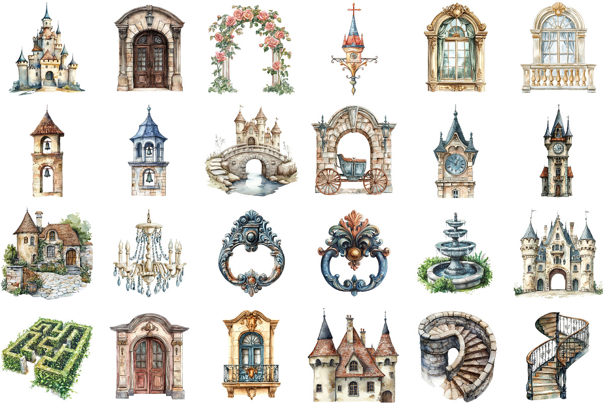 Chateau Clipart - Vintage Doodles, an Illustration by Sublimation Artist (Photo 2 of 6)