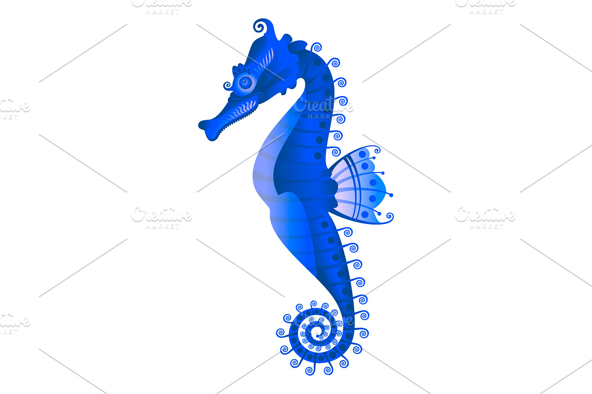 Sea Horse. Art and seamless pattern, a Pattern Graphic by sovarina (Photo 5 of 9)