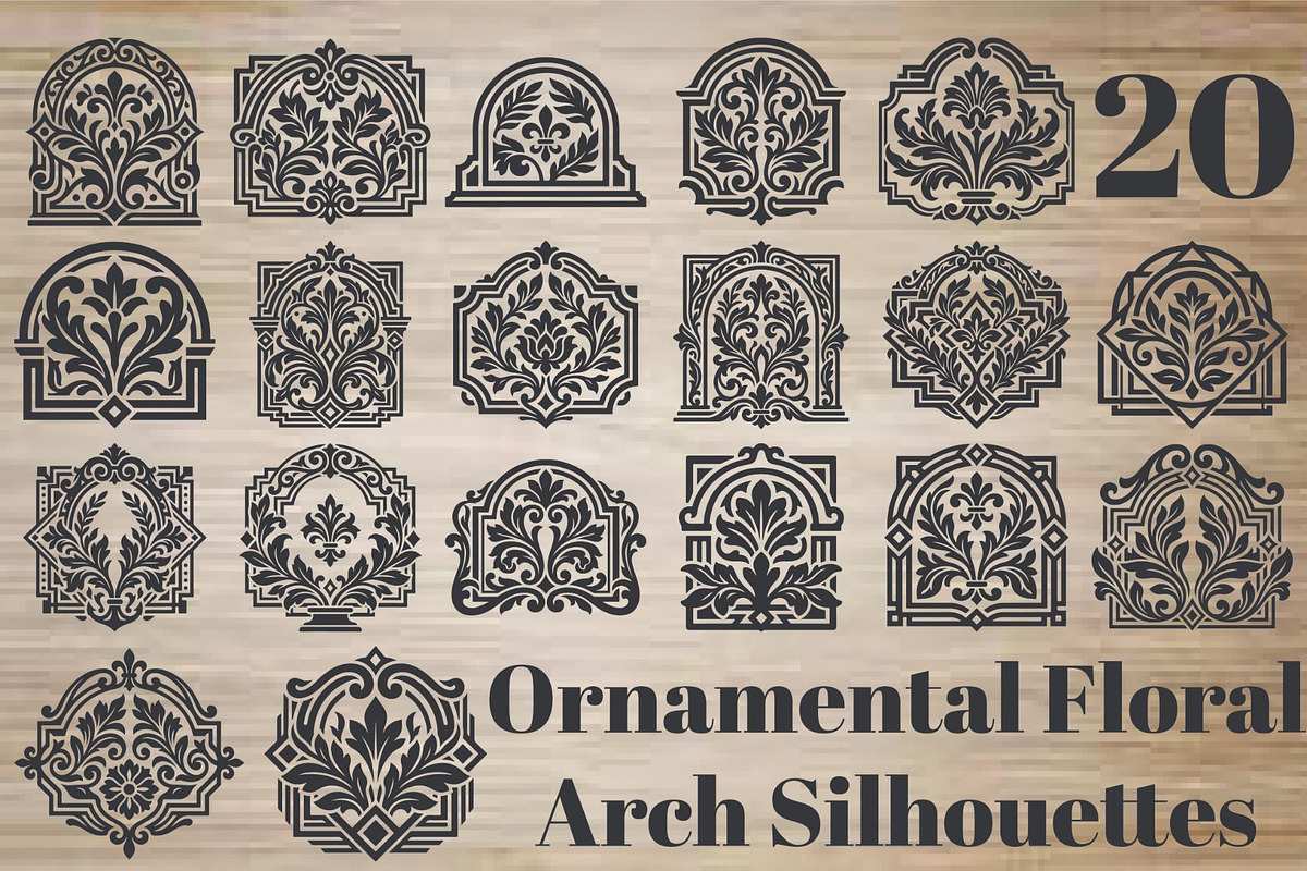 Ornamental Floral Arch Silhouettes, an Object Graphic by hafijul (Photo 1 of 4)