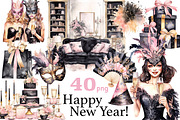 Happy New Year Clipart | Fashion, a Person Illustration by GlamArtZhanna (Thumbnail 1 of 5)
