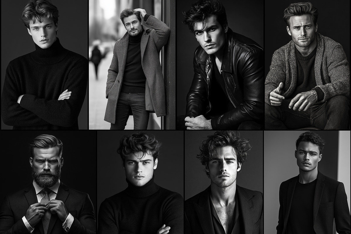 90 Men Black & White Photos Bundle, a Beauty & Fashion Photo by INTENTFX (Photo 2 of 10)