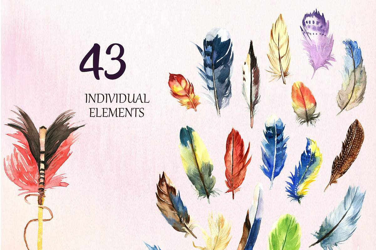 Watercolor Feathers, an Illustration by Pixavics (Photo 3 of 6)