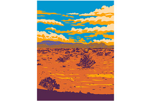 McCullough Range in Nevada USA WPA, an Illustration by patrimonio