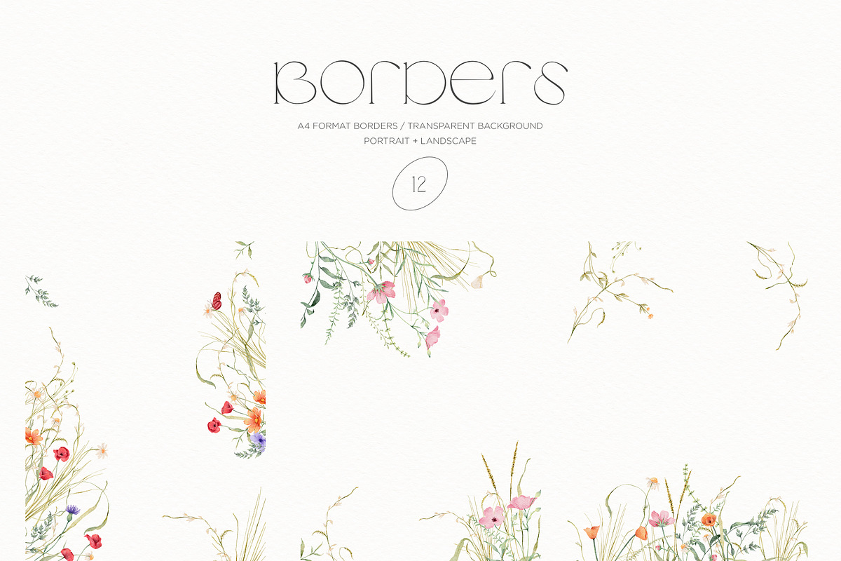 Watercolor wildflower clipart bundle, an Illustration by CarmineType (Photo 9 of 13)