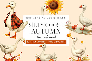Silly Goose Autumn Clipart PNG