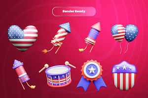 Independence Day 3d Illustration