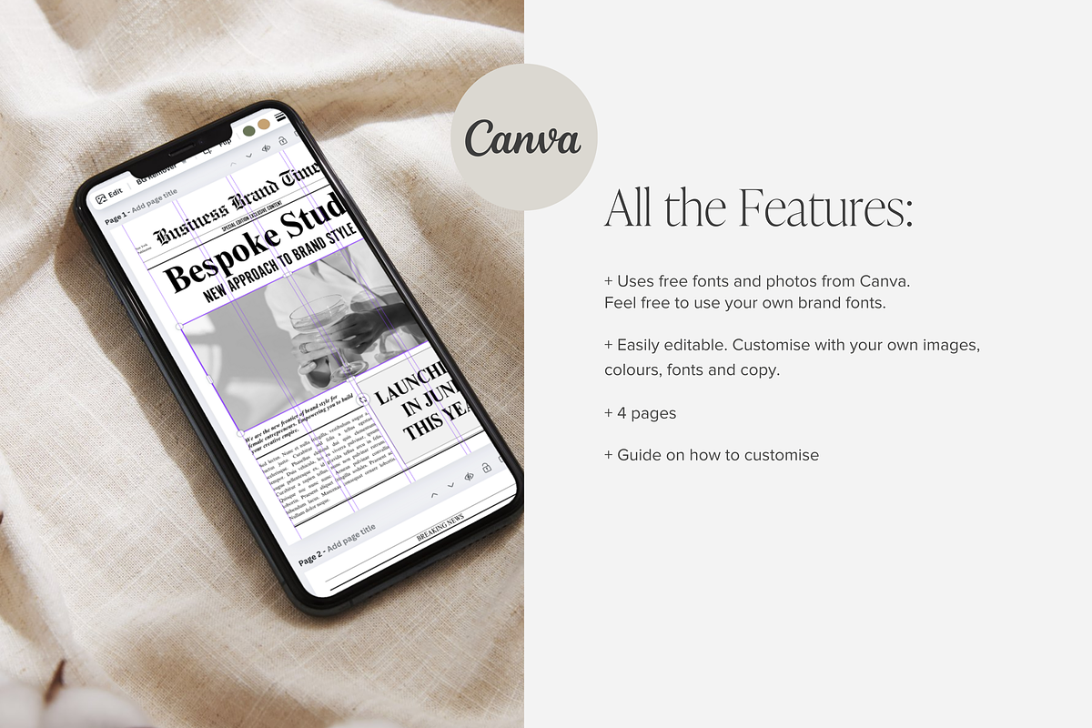 Editable Newspaper Template Canva preview 5
