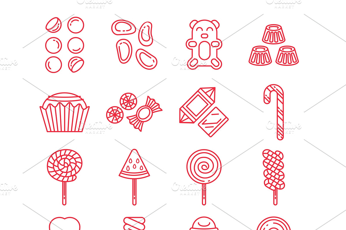 Sweet Candy Flat Icons Set, an Icon by Alexander Belenkiy