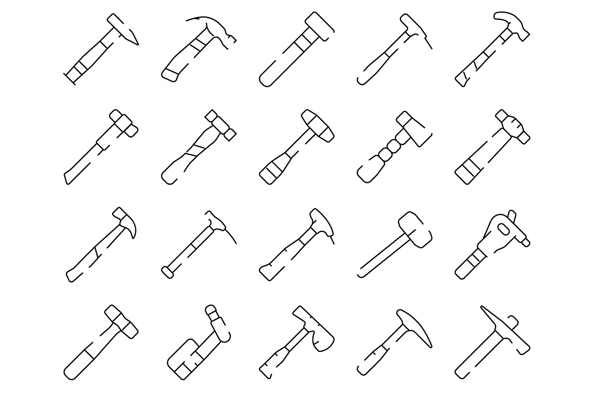 Hammer tools line icons collection, an Object Graphic by pikepicture (Photo 2 of 3)
