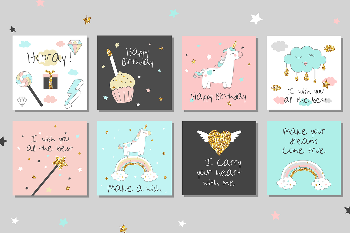 Love and Unicorn magic design, a Decorative Illustration by DinaraChernaya (Photo 6 of 8)