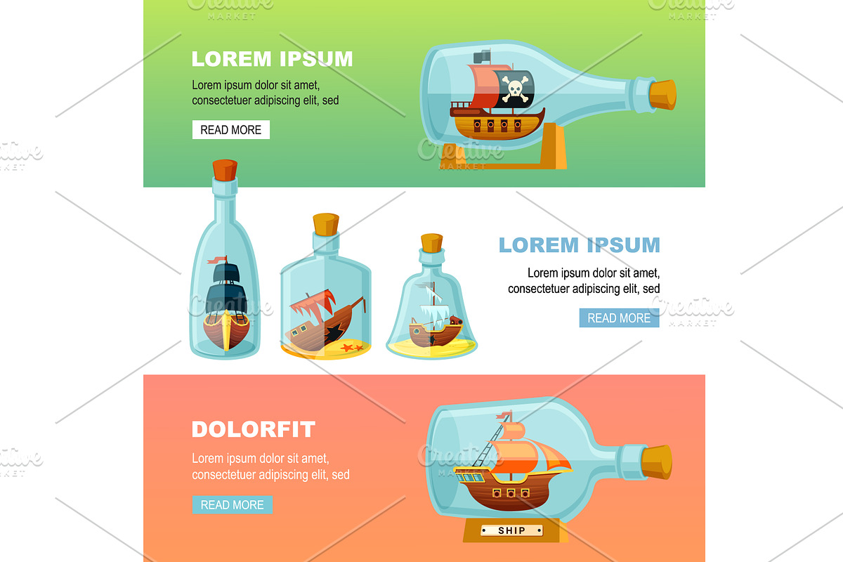 antique ships in bottle. ancient, an Animal Illustration by Multigon