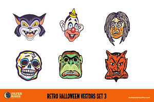 Retro Halloween Masks Graphics